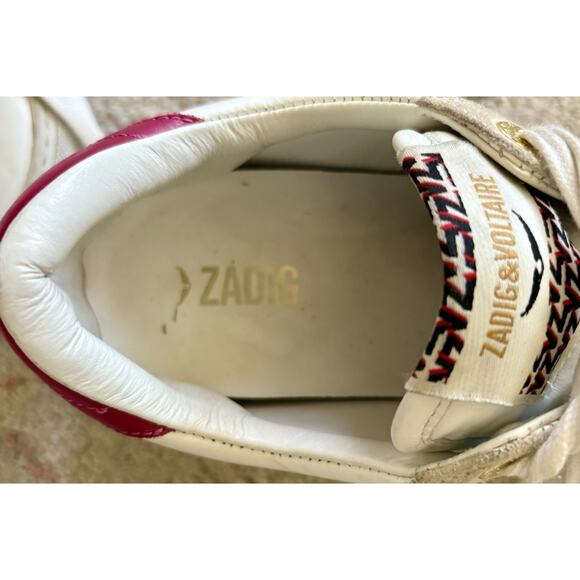 Zadig & Voltaire Women's Tennis Sneakers White Leather Size 37 - Picture 11 of 11